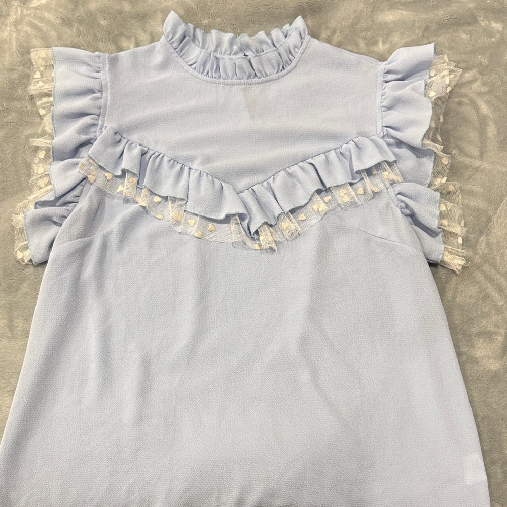 SHEIN Light Blue Ruffled Blouse